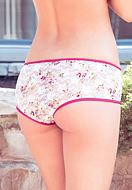 Romantic hipster panties, stretch lace, floral print, wrinkles, plus size
